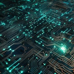Obraz premium High-tech circuit board with glowing connections in 4K resolution
