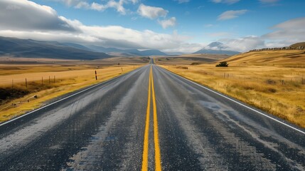 Naklejka premium Endless Road to Passion: Inspiring Highway Landscape Mapping Motivation and Direction in Life's Journey