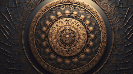 Luxury mandala background with golden arabesque pattern arabic islamic east style.decorative mandala for print, poster, cover, brochure, flyer, banner, Generative AI.