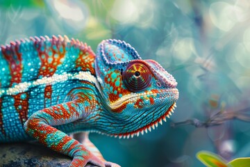 Colorful chameleon lizard  a unique exotic pet showcasing vibrant and creative patterns