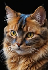 Close-up Portrait of a Cat with Striking Yellow Eyes.