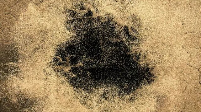 Decaying sand wall transition use for revealing or opening scene . 3D rendering with alpha channel  . Sand transition from center with cracked pattern .