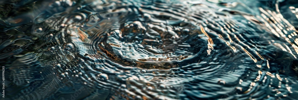 Poster a close-up top-down view of various water ripple textures with different patterns and effects perfec