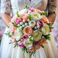 Obraz premium bride holding bouquet