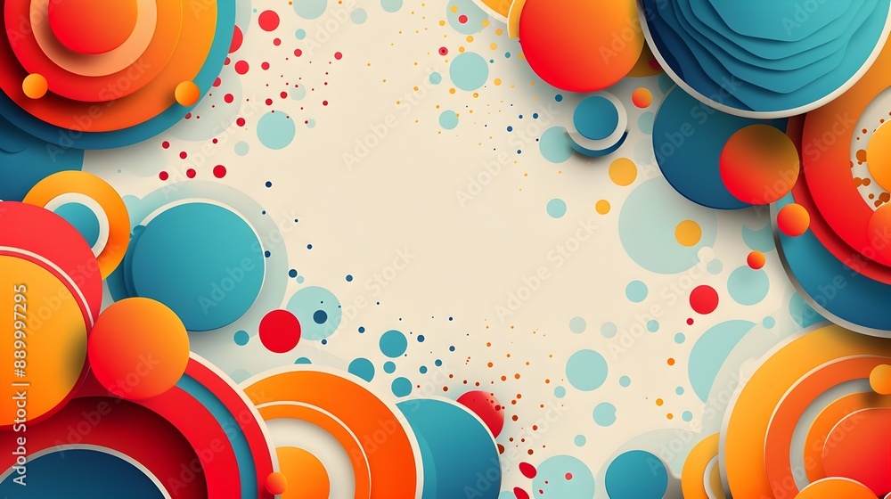 Aufkleber vibrant geometric frame with abstract shapes and colorful background