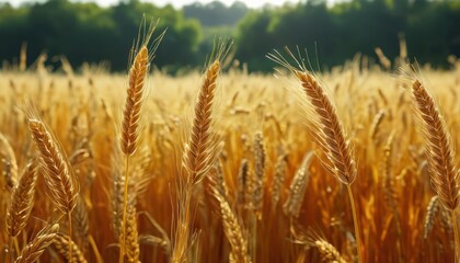 Fototapeta premium Golden Wheat Field in the Sunlight.