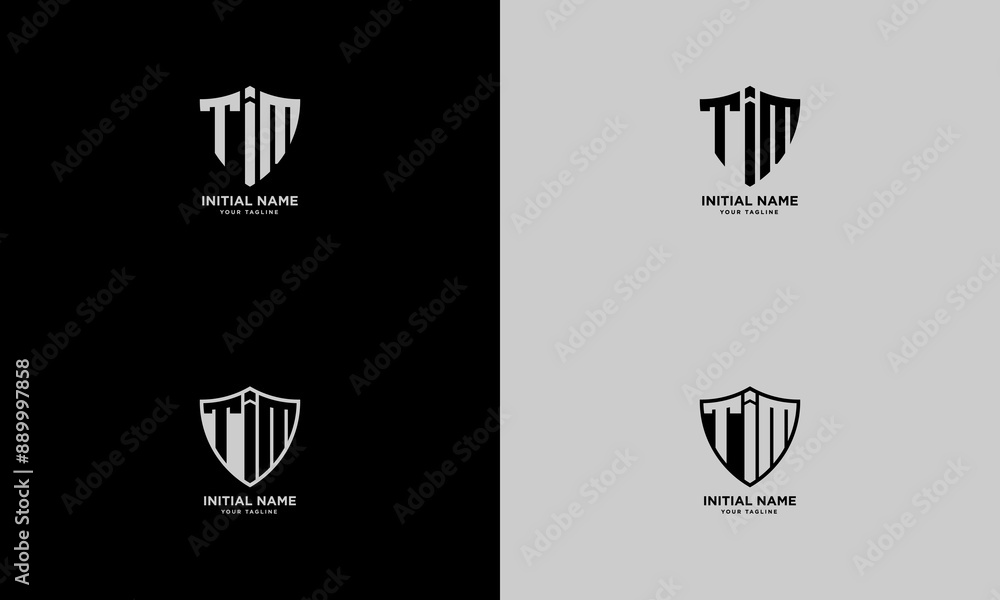 Poster tim initial with shield shape vector logo template design