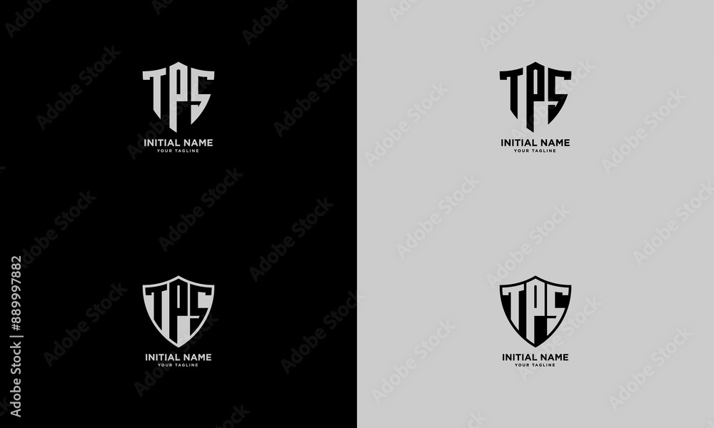 Poster tps initial with shield shape vector logo template design