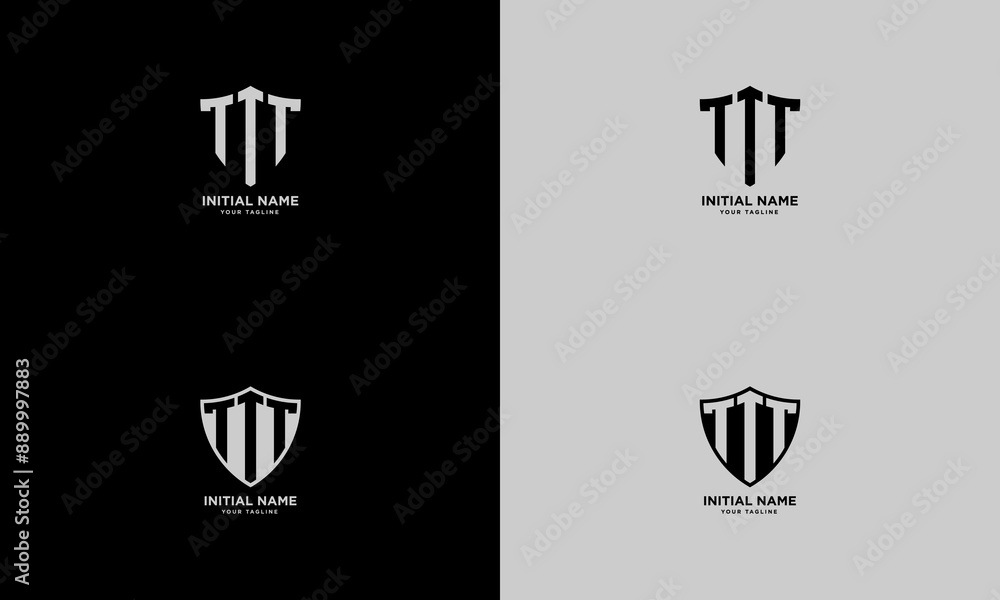 Poster TTT Initial with Shield shape vector Logo Template Design