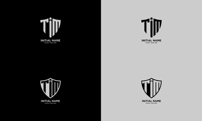 TIM Initial with Shield shape vector Logo Template Design