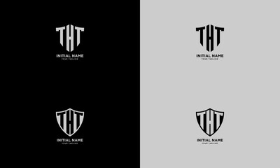 THT Initial with Shield shape vector Logo Template Design