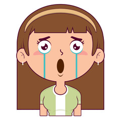 girl scared face cartoon cute