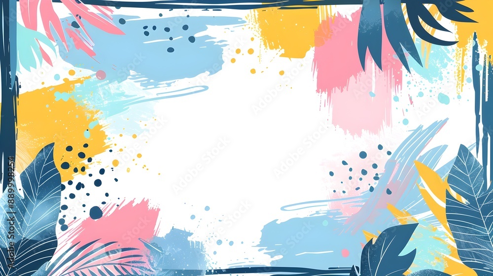 Aufkleber whimsical handdrawn frame with playful patterns and vibrant colors on seamless background