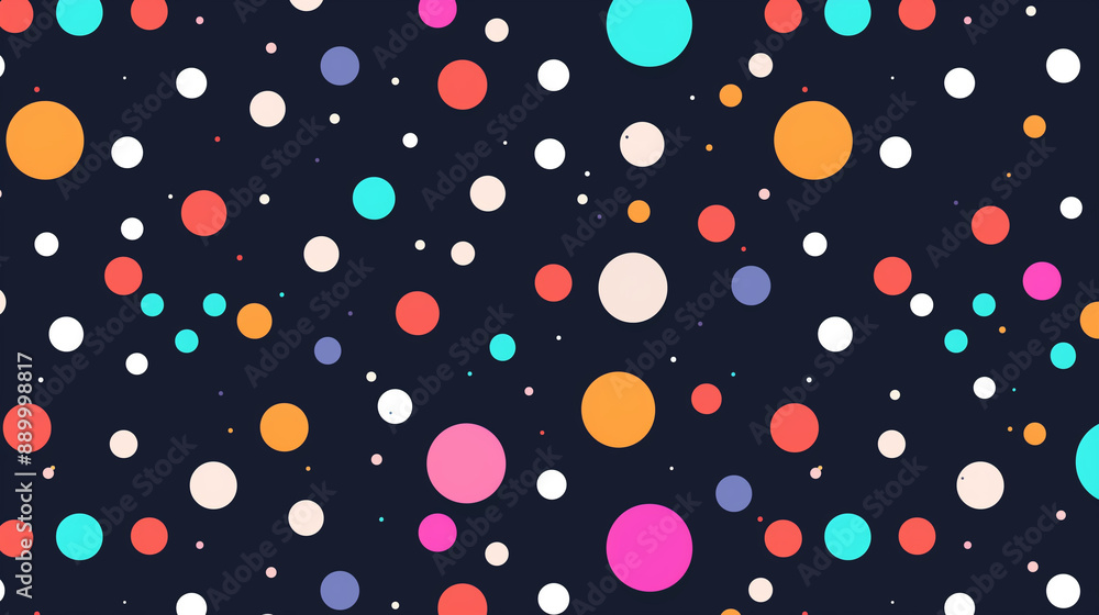 Poster polka dots seamless pattern on dark background - image