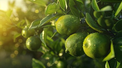 A green lemon tree typically refers to a lemon tree with lush green foliage and possibly young green lemons growing on its branches.