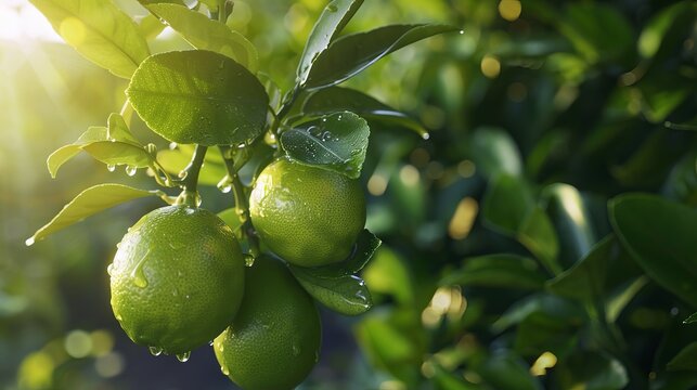 A green lemon tree typically refers to a lemon tree with lush green foliage and possibly young green lemons growing on its branches.