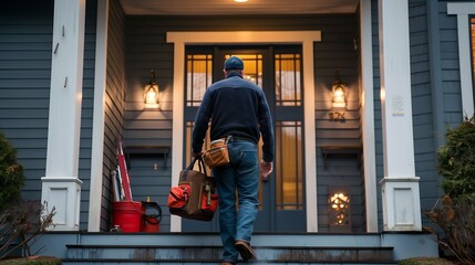 Worker Entering Home