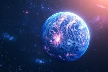 Obraz premium Earth with glowing elements in a cosmic surreal digital illustration