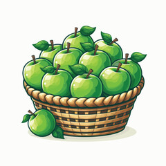 A basket full of green apples  Adobe Illustrator Artwork