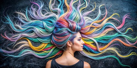 Naklejka premium hair, drawn, chalk, beauty, style, fashion,
