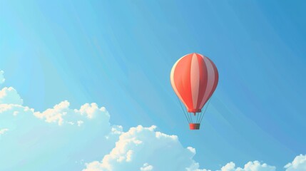 Fototapeta premium A clear blue sky with a single hot air balloon floating peacefully.