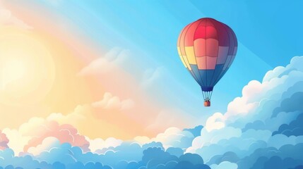 Fototapeta premium A hot air balloon floating in the empty sky is a symbol of freedom and adventure.