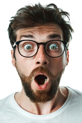 Isolated surprised man against transparent background