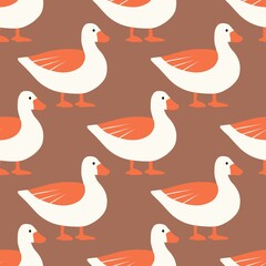 duck seamless pattern, bird illustration, goose