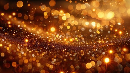   A clear close-up of a gold and black background with bright lights