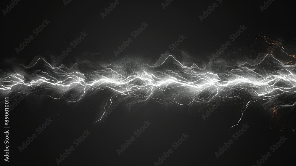 Poster a monochrome snapshot of a lengthy light exposure on a dark canvas, featuring an additional light ex