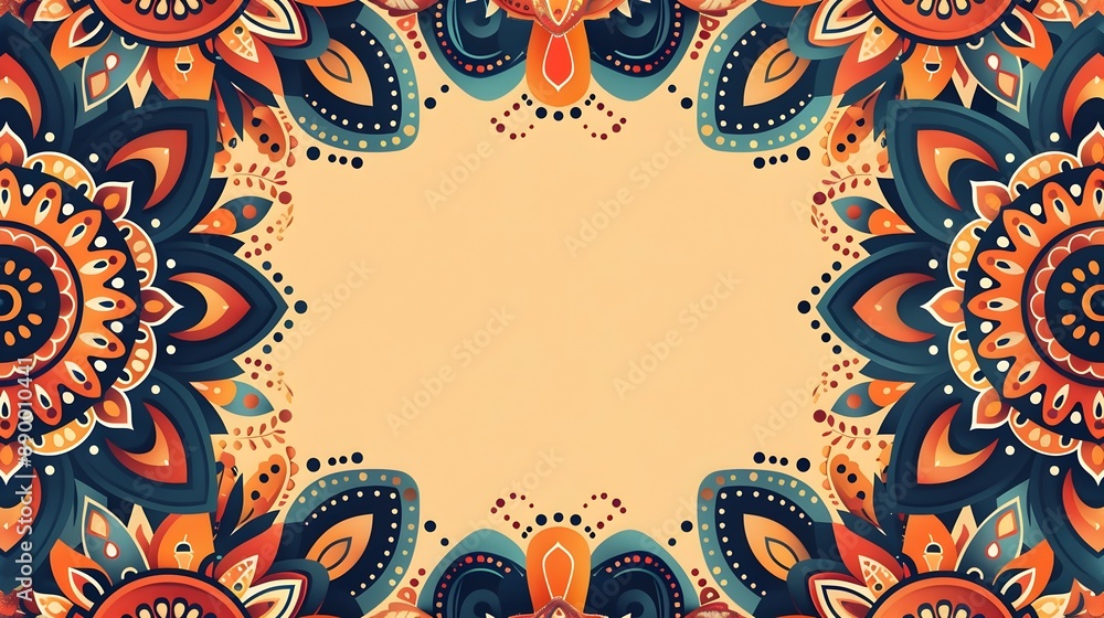 Poster bohemian eclectic patterns free spirited colorful background frame concept with copy space