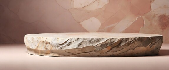 Stone podium for display product. Background for cosmetic product branding, identity and packaging inspiration