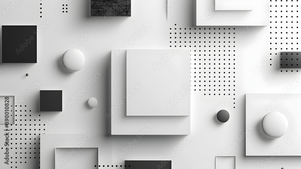 Poster minimalist geometric patterns in monochrome frame background for modern design