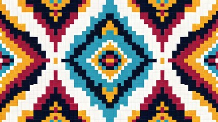 Formulate a vibrant Indian geometric pattern for cross-stitch