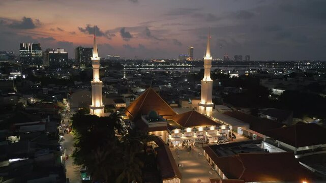 Beautiful Mosque Lights At Sunset In North Jakarta Makam Habib Husein Luar Batang