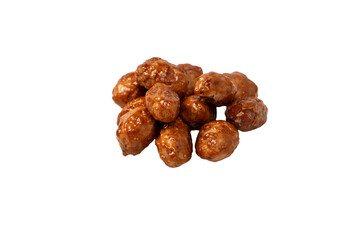 Tasty sweet roasted peanuts isolated on a white background.