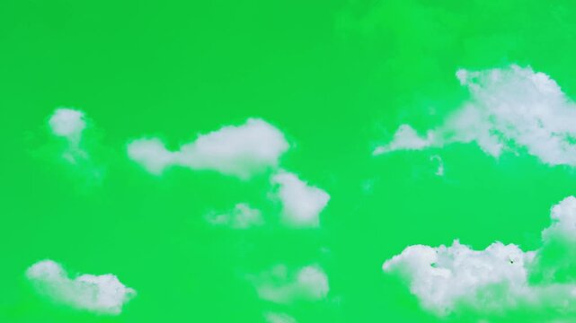 The green screen of moving white clouds with 4K resolution. Can use to change the background color.	