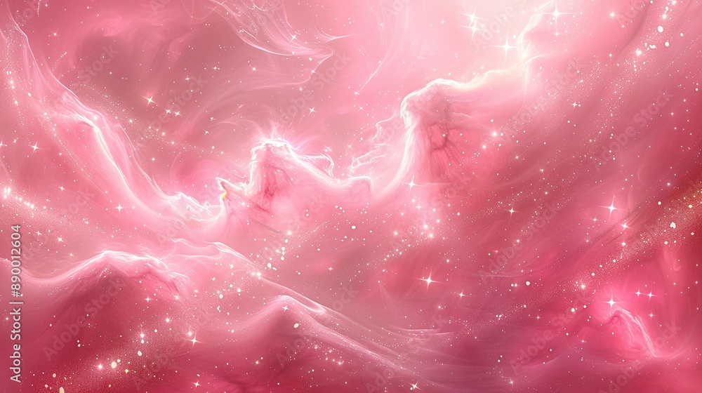 Poster a high-quality image of a pastel-colored backdrop featuring starry patterns and swirls centrally pos