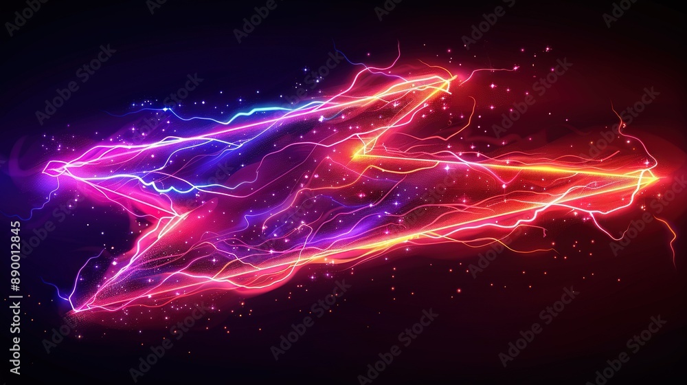 Poster a high-resolution image of an aircraft in flight with bright illumination on its wings and tail