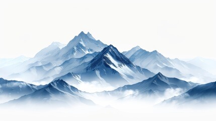 Minimalist illustration of mountains against a stark white background, emphasizing simplicity and natural beauty, perfect for clean and modern designs.