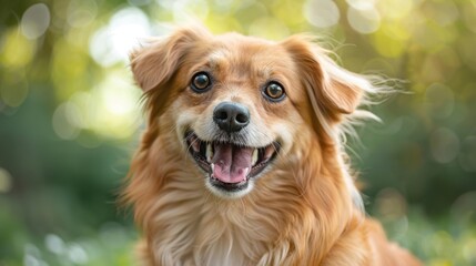 A friendly dog with a wagging tail, radiating happiness and loyalty, captured in a moment of playful joy.