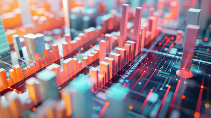 Obraz premium Big data analytics report. Infographic with graph and chart on abstract background