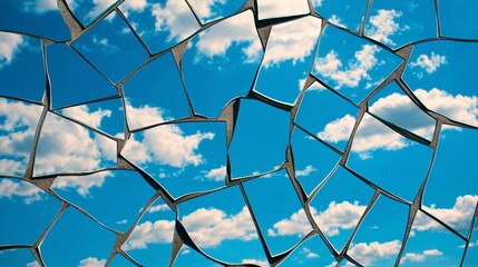 Blue Sky Reflected in a Mosaic of Mirrors