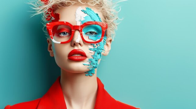 Empowered and Fearless: Avant-Garde Portrait of a Woman Embracing her Scar with Bold Individuality