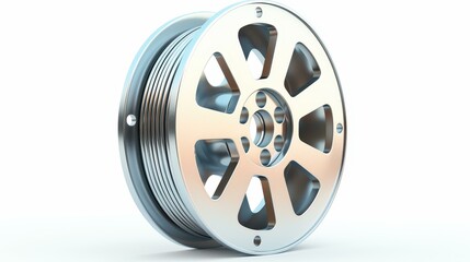 Fototapeta premium Detailed 3D rendering of a reel, isolated on white background for versatile usage.