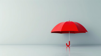 Fototapeta premium Eyecatching 3D red umbrella icon on white background for versatile creative projects.