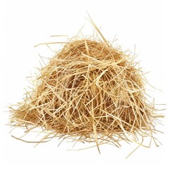 Obraz premium A pile of raw hemp fibers, raw material, vector art, natural tan, isolated on white background