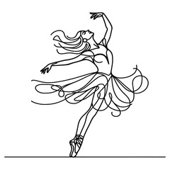 One uninterrupted line conveys the poetry of dance, from fingertip to pointed toe.
