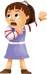 Girl reaction sticker icon - girl scared icon -filled colorfull icon showing the emotions of little girl - PNG format