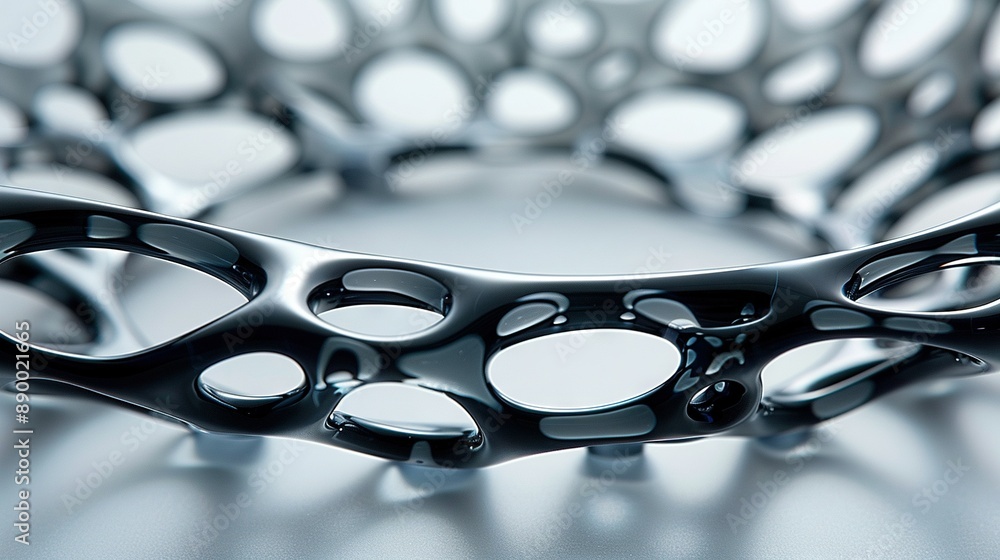 Poster a macro shot of a metallic item featuring holes and intricate designs within